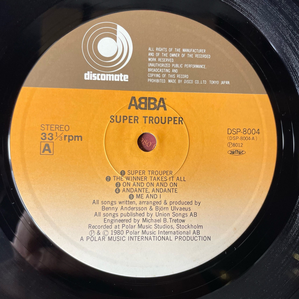Винтажная виниловая пластинка LP ABBA АББА Super Trouper (Япония 1980) (Оби) Happy New Year
