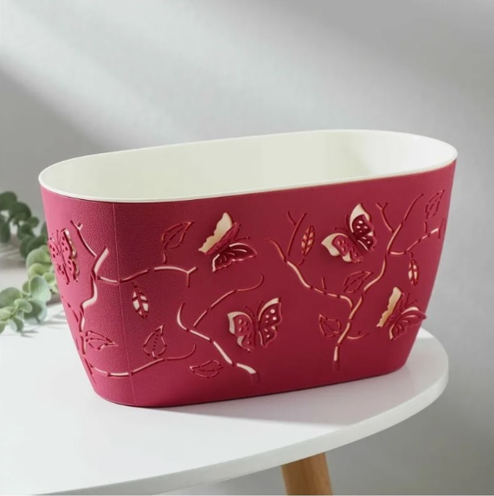 Горшок со вставкой Бабочка (Butterflies) 30х15 см v4л Ягодно-розовый овальный