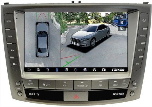 Магнитола для Lexus IS250 XE20 2008-2013 (ШГУ цветной) - Teyes CC3-2K-360 монитор 9.5" 2K QLED на Android 10, 6Гб+128Гб, CarPlay, 4G SIM-слот, 4 камеры в комплекте