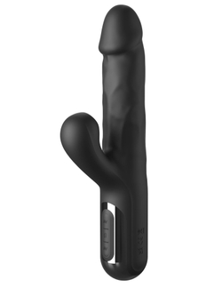 Черный силиконовый вибратор-кролик Sonix Silicone Thruster - 22 см.