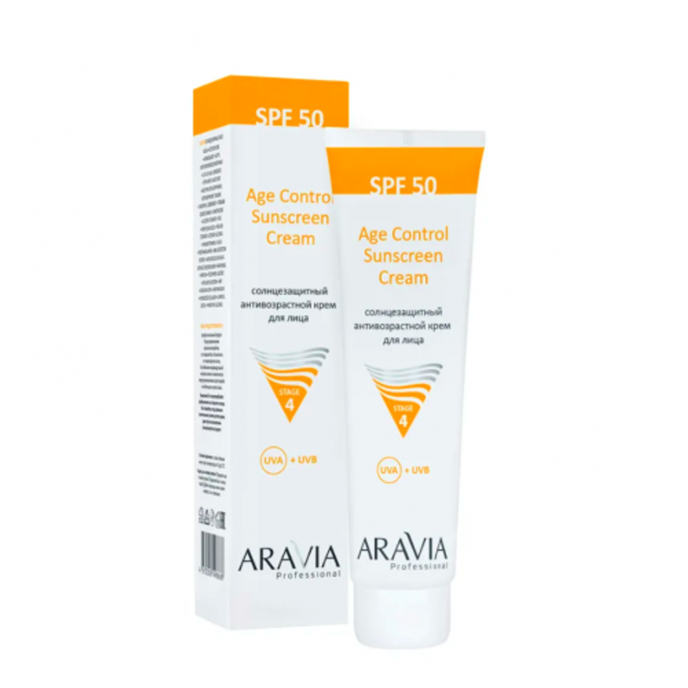 Солнцезащитный анти-возрастной крем для лица «Age Control Sunscreen Cream SPF 50», Aravia, 100 мл.