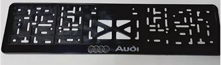 Рамка под номер пластик Черная защелка надпись Серебро - АУДИ\AUDI СТД 26564
