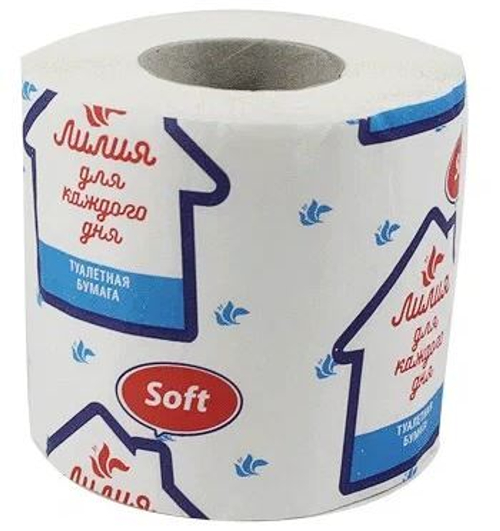 Туалетная бумага "ЛИЛИЯ" Soft. 1сл. со втулкой (24 шт.) Целлюлоза