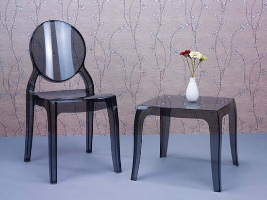 Стул прозрачный серый Elizabeth