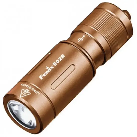 Фонарь FENIX Мод. E02R коричневый (200лм-49м)(светодиод: Cree XP-G2 S3 белый)(15г)(встроенный аккум.120mAh)
