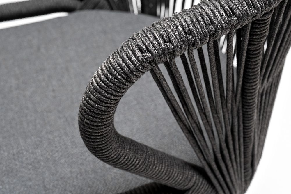 "Венето" обеденная группа на 6 персон со стульями "Милан", каркас темно-серый, роуп темно-серый