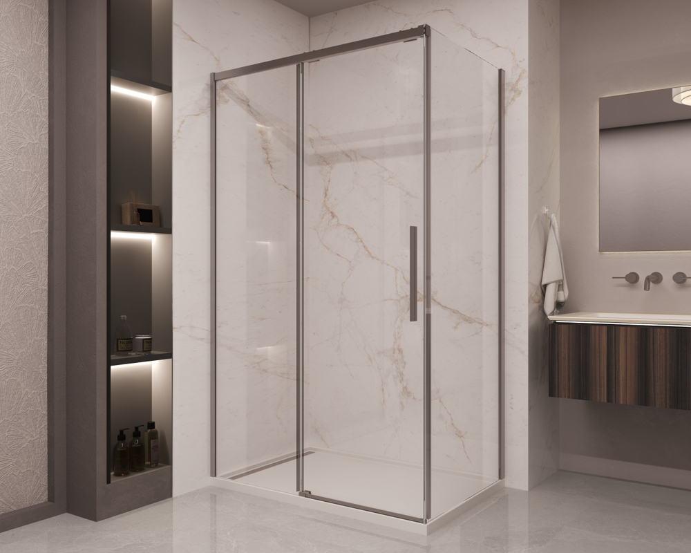 Душевой уголок Stella VSR-1ST9016CLGM, 1600*900, вороненая сталь, стекло прозрачное