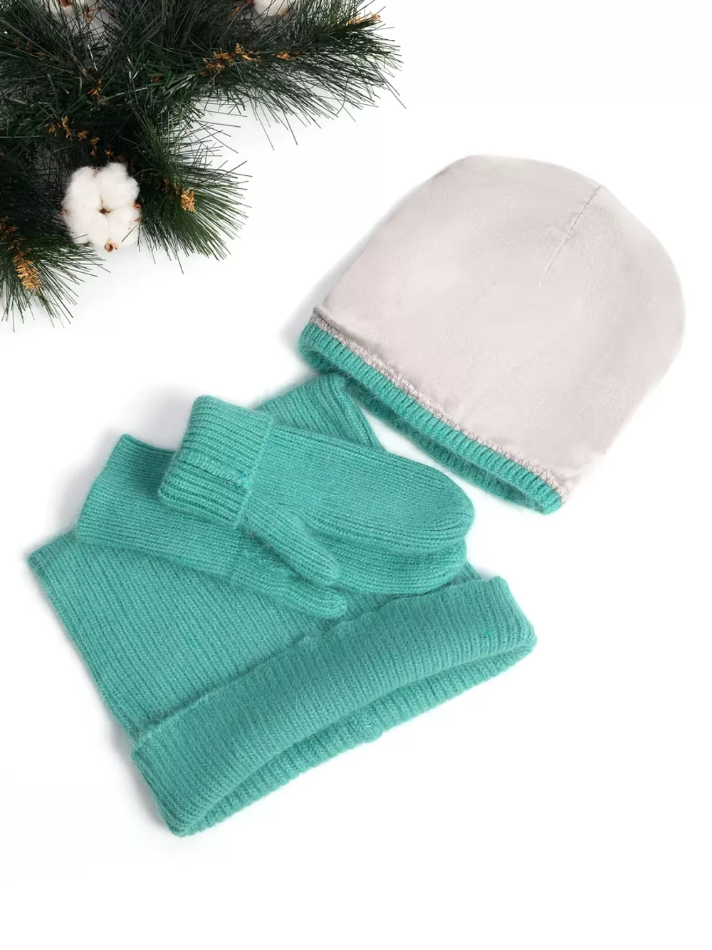 шапка снуд и варежки набор 3 в 1