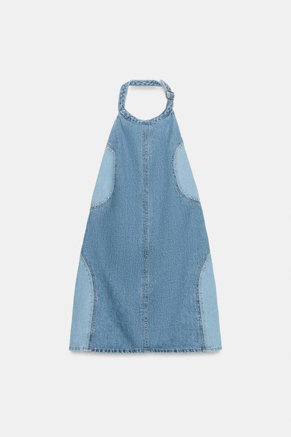 ZARA МИНИ-ПЛАТЬЕ Z1975 С ОТКРЫТОЙ СПИНОЙ, ВЫЦВЕТШИЙ СИНИЙ