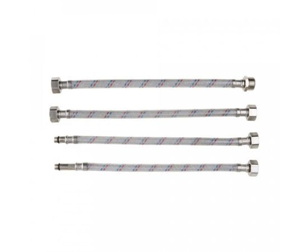 Подводка гибкая для воды нейлон/ПВХ стальная гайка, вн-нар, г/ш, 1/2" 120 см 4879 AQUALINE