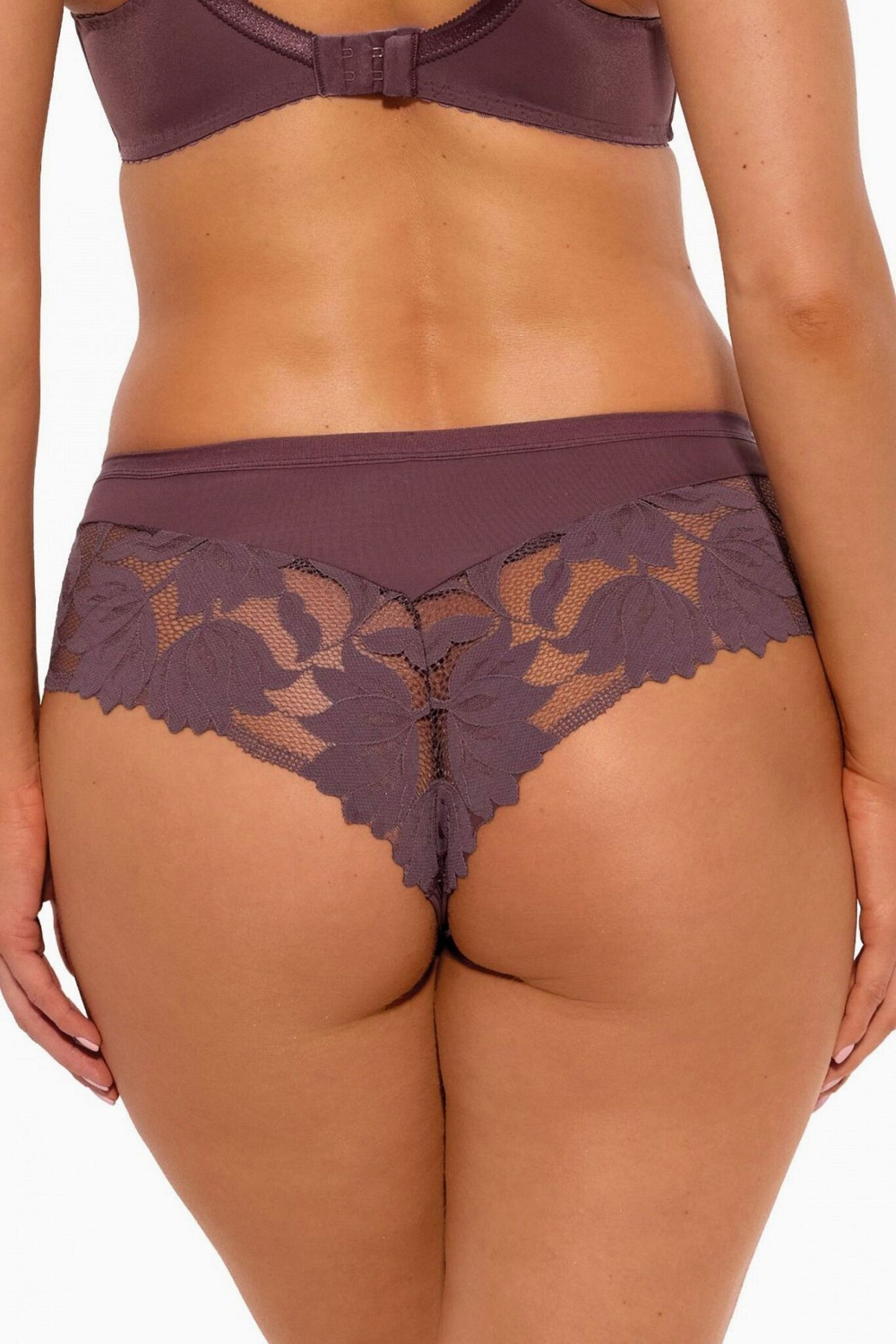 Трусики-бразилиана из кружевного полотна цвета какао (Размер: XL) (Цвет: какао)