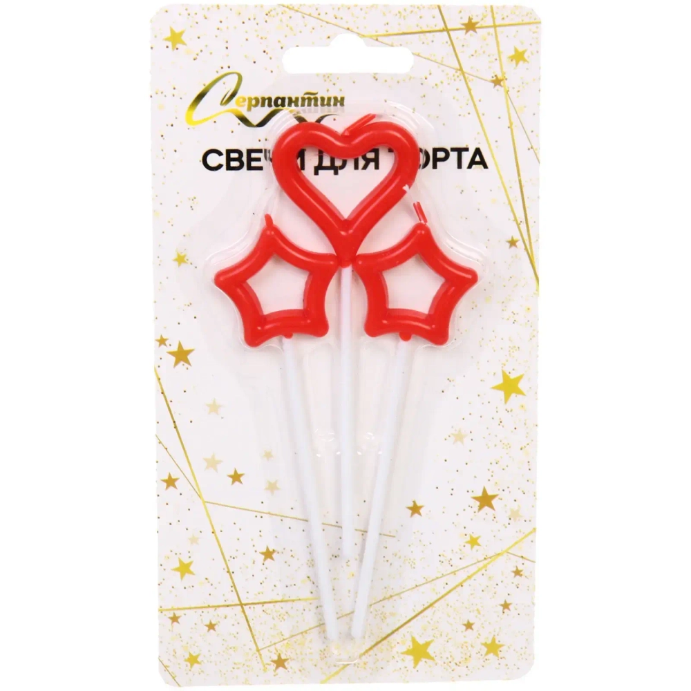Свечи в торт «Загадай желание» 3шт. 10 См, красный