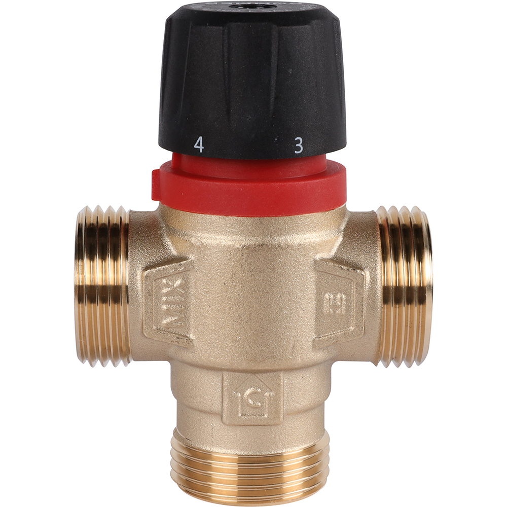 Клапан термостатический смесительный ROMMER - 1" (НР/НР, 35-60°C, Kvs 1.6, L-смешивание)