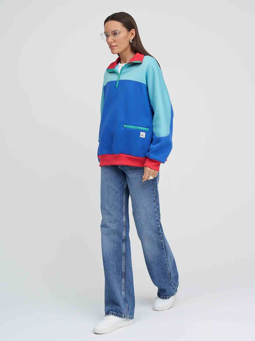 Толстовка Kefirmaykifer на молнии сине-бирюзовая