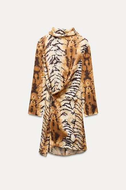 ZARA ПЛАТЬЕ С АНИМАЛИСТИЧЕСКИМ ПРИНТОМ — ZW COLLECTION, РАЗНОЦВЕТНЫЙ