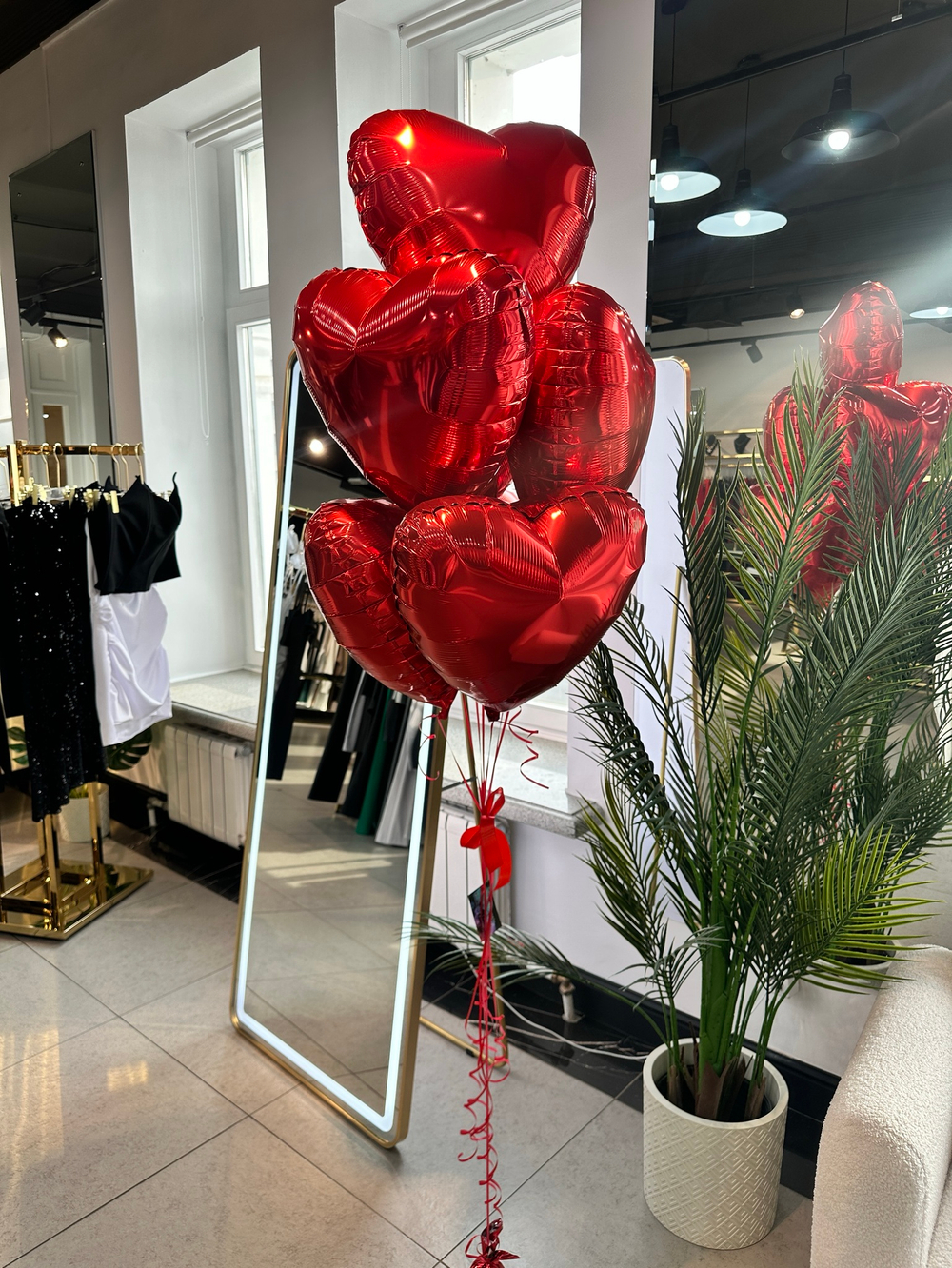 Воздушные шары сердца красные, 5 шт №2424