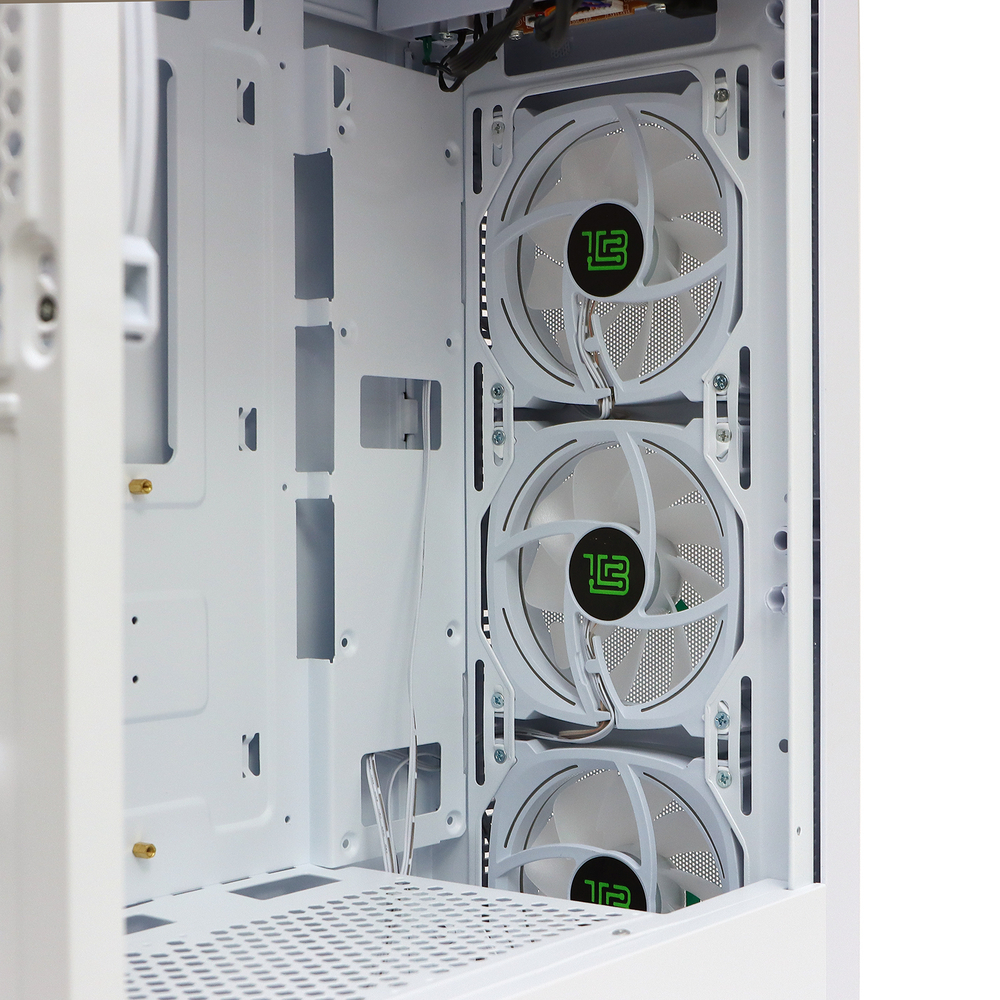 Корпус BaseTech eXtreme GFX-03, Без БП, ATX, белый, 4xFRGB FAN, 2xUSB2, 1xUSB3, бок: закалённое стекло (BT-GFX-03W-MESH-4F-RGB)