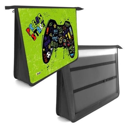 Папка для труда 2 отделения А4 на молнии, рисунок на ламинате Оникс Джойстик арт