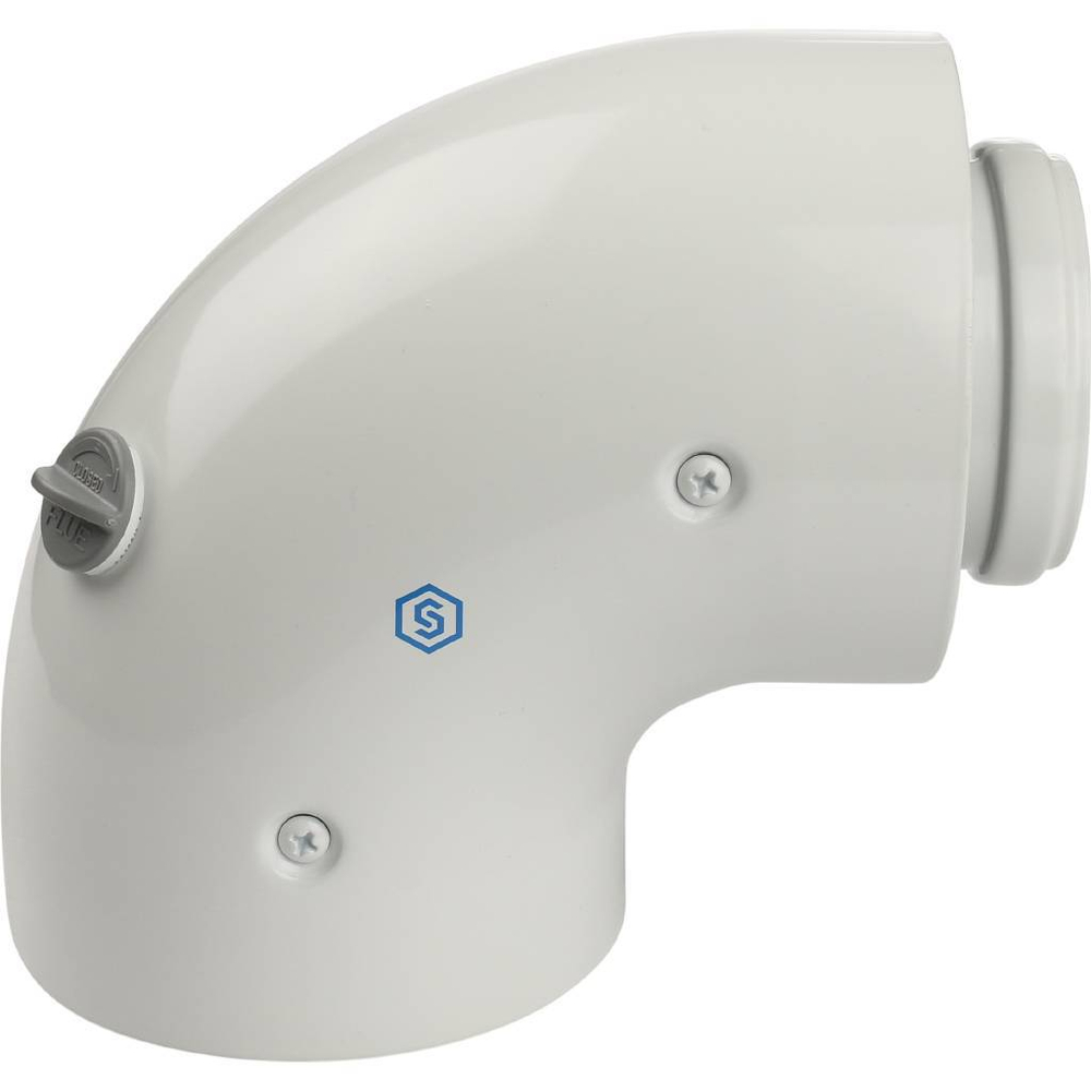 STOUT Элемент дымохода Ø60/100 адаптер для котла угловой 90° коаксиальный (совместимый с Baxi,Viessm