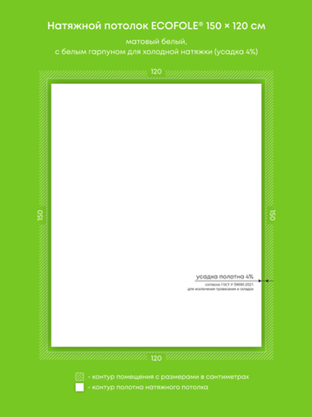 Матовый натяжной потолок 1.8 м2