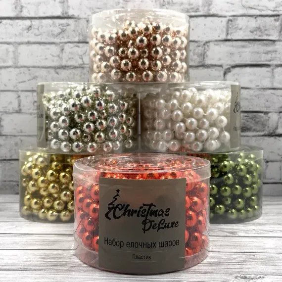 Пластиковые бусы Гигант 1,4 см.* 5 м., красный, Christmas DeLuxe (87014)