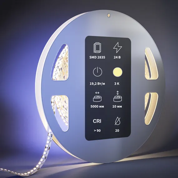 Светодиодная лента Ультра 24В 2835 19,2Вт/м 3000K 5м IP 20 201215 Led Strip 201215