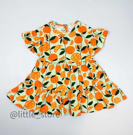 Платье хлопковое, Апельсины на светло-зеленом