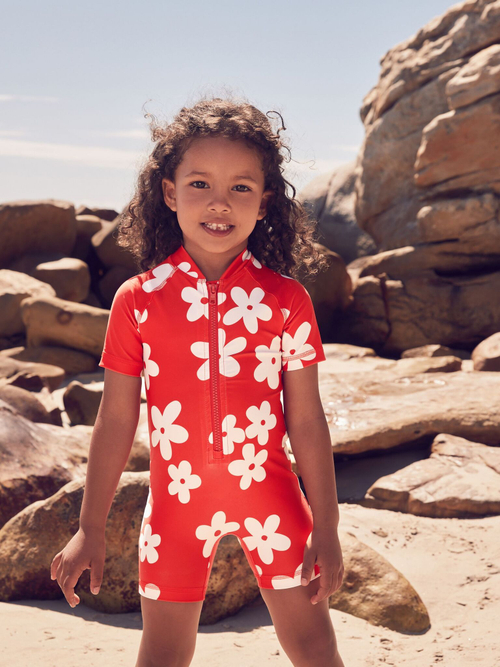 Купальник слитный на молнии для девочки Next AB7-036, Красный