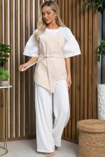 Блуза Альциона (бело-бежевая) Б13258-13М LT Collection