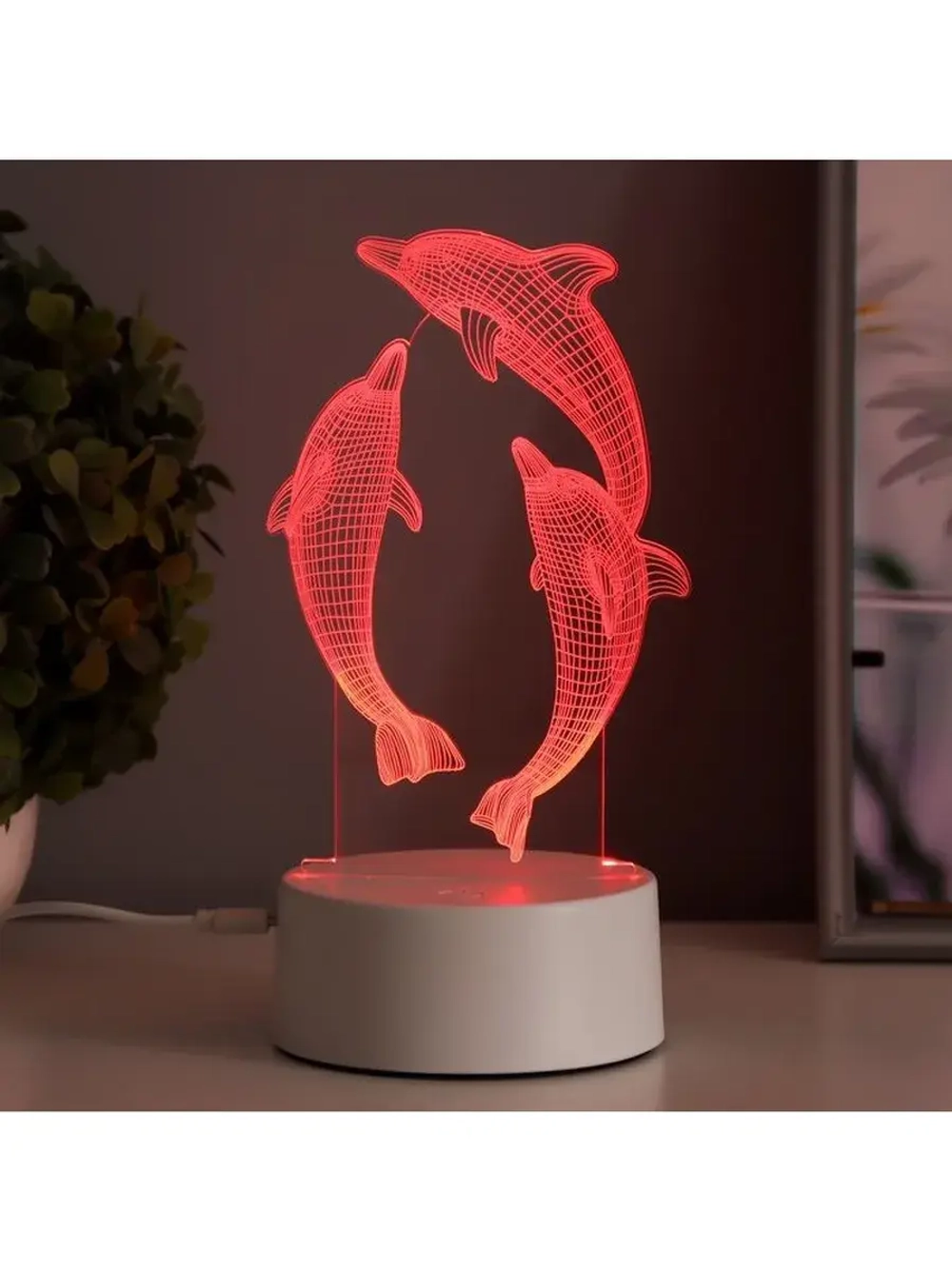 Светильник сенсорный «Дельфины» LED 7 цветов USB/от батареек