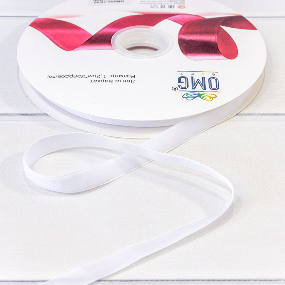 Лента Бархатная 1,2см х 28м (Белый)