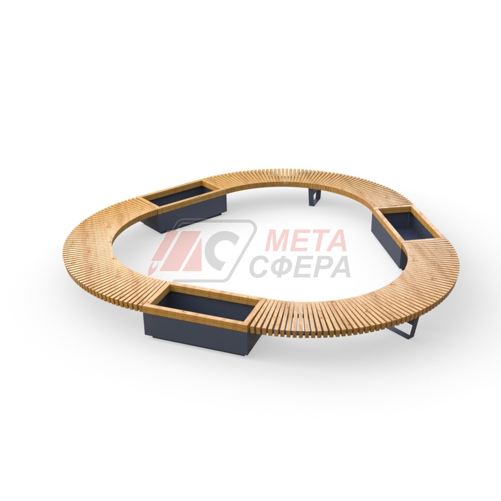 Лавка Rail Road 02 с 3-мя вазонами