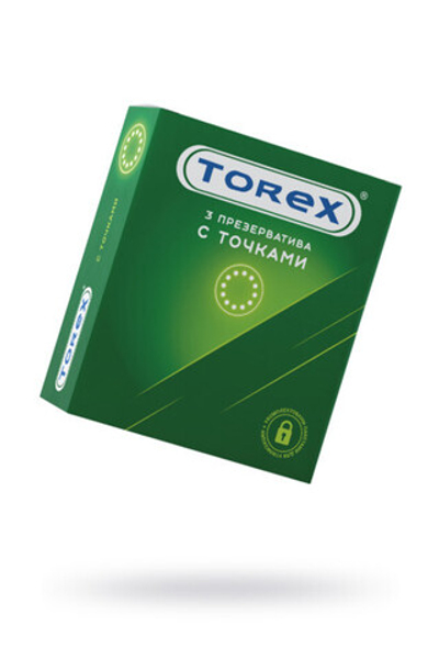 ПРЕЗЕРВАТИВЫ TOREX, ТОЧЕЧНЫЕ, ЛАТЕКС, 18,5 СМ, 5,4 СМ, 3 ШТ.