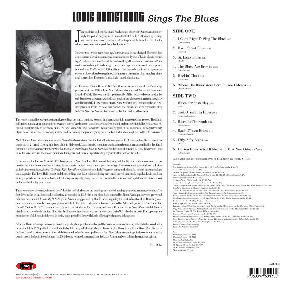 Louis Armstrong Sings The Blues backside