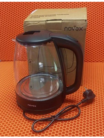 Электрический стеклянный чайник Novex NK-18G51, 1.8 л, LED-подсветка, чёрный