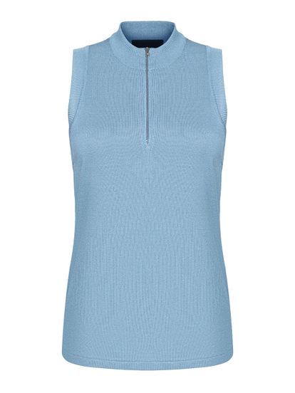Женский свитер без рукавов синего цвета из шелка и вискозы - фото 1