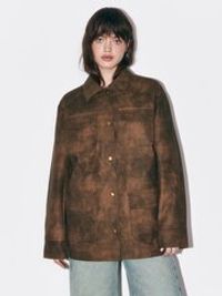 Пиджак из экокожи "Винтажный коричневый" женский