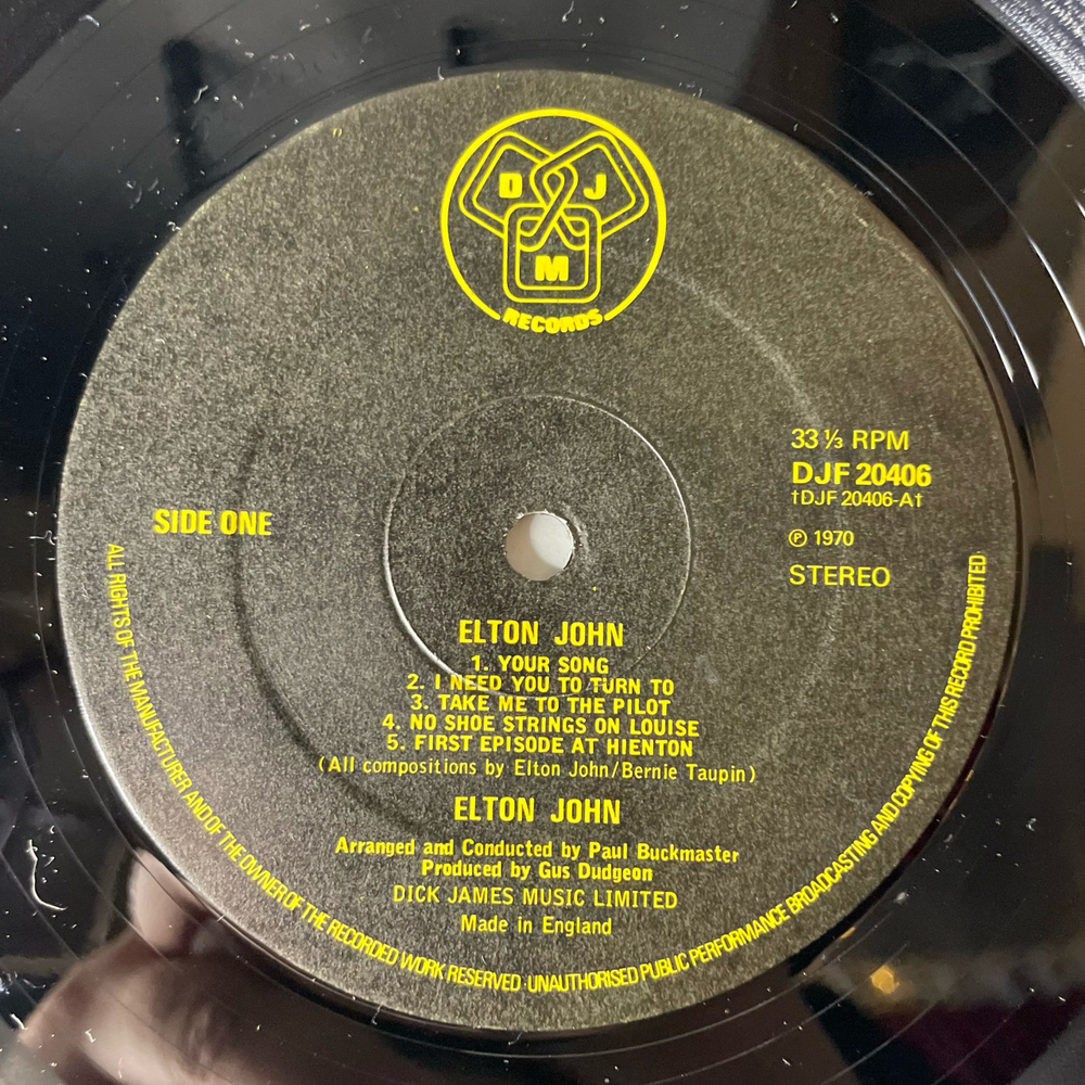 Винтажная виниловая пластинка LP Elton John Your Song (Англия 1973)