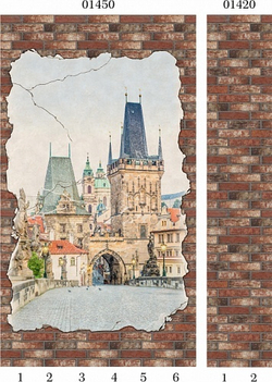 Панель ПВХ фотопечать 3D Panda Состаренный кирпич 2700х250 мм