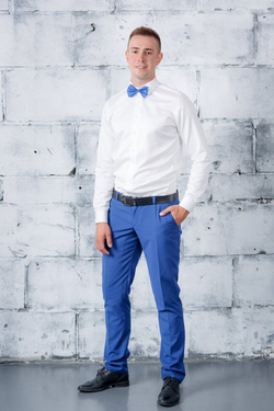 Брюки мужские для мальчика подростковые зауженные ярко-синие XS S 44