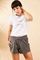 Qadın üçün beli rezinli boz şort 10071053