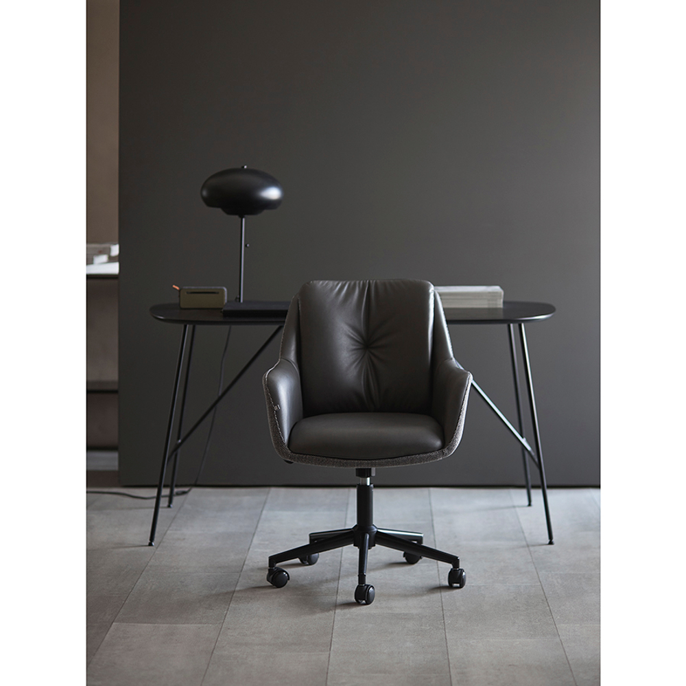 Стул на колесиках Bergenson Bjorn Allar, экокожа, рогожка, серый