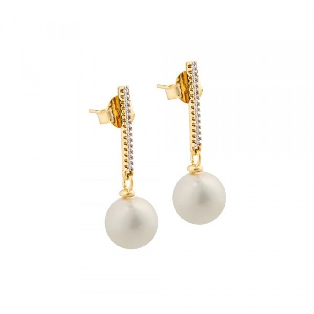 Серьги классические Possebon White Pearl A0070.1 BW/G