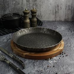 Сковорода для подачи 26 см h3,1 см круглая без ручки "Vintage Blued" углерод. сталь ИНДУКЦИЯ P.L.