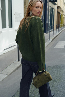 ZARА ВЯЗАНЫЙ КАРДИГАН С КОНТРАСТНЫМИ ПОЛОСАМИ, ЗЕЛЕНЫЙ