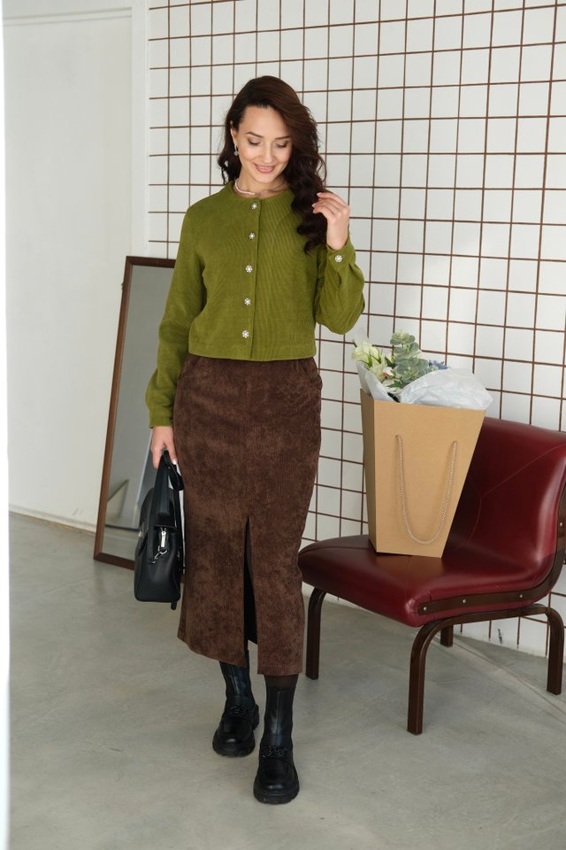 Кардиган из трикотажного вельвета