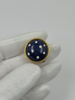 Накладка на пуговицу синяя в горошек