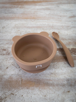 Набор посуды для детей - миска и ложка Мишка, Hazelnut