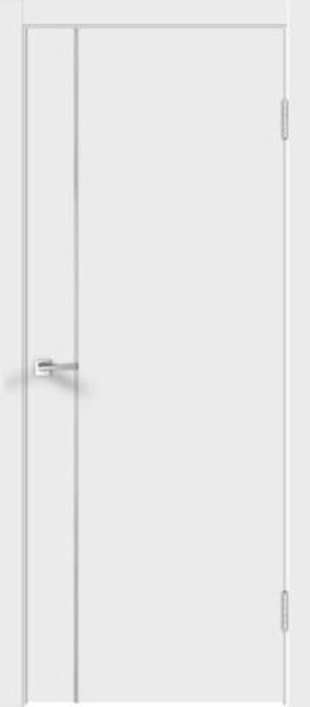 Межкомнатная дверь Velldoris Flat M1 (молдинг алюминий) Эмаль белая