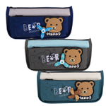 Пенал - косметичка Alingar, ткань, молния, боковой карман, вертушка, 190 х 80 х 35 мм, "Lucky Bear", медвежонок, микс (зеленый, синий, серый), европод